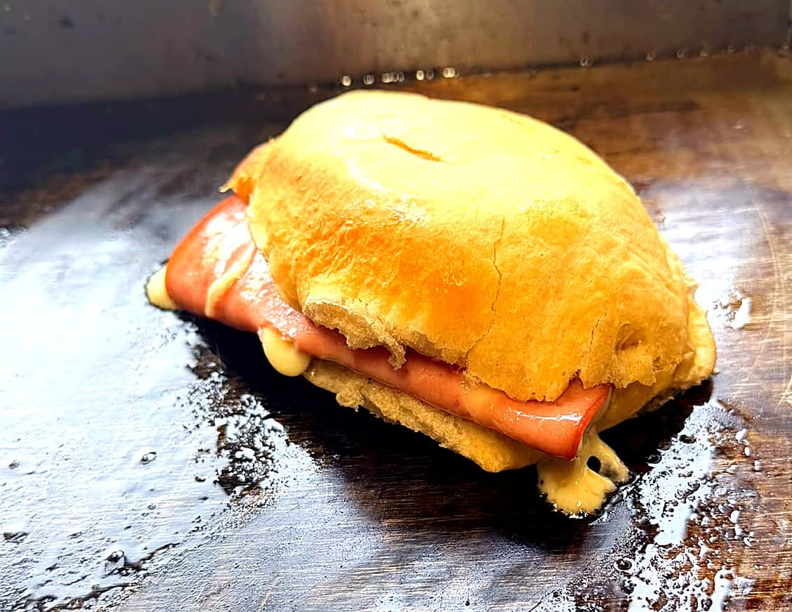 Griddled ham and cheese roll